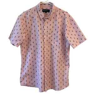 Molokai Surf Co Men’s Pink Short Sleeve Button Down Pineapple Hawaiian Shirt XL